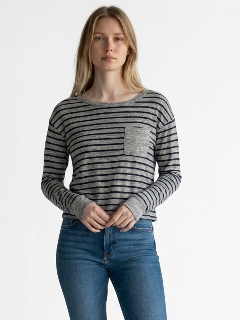 Standard James Perse 100% Cotton Striped Long Sleeve T-shirt Top Size XS(0)